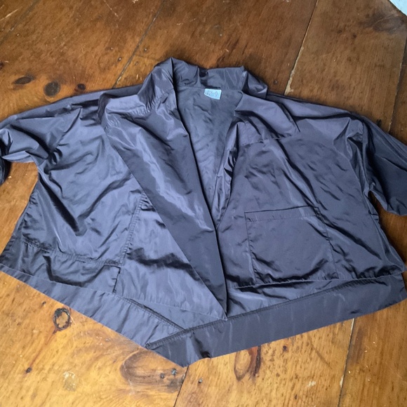 PLANET by Lauren G. Nylon Cropped Asymmetrical Brown Jacket - Picture 10 of 16